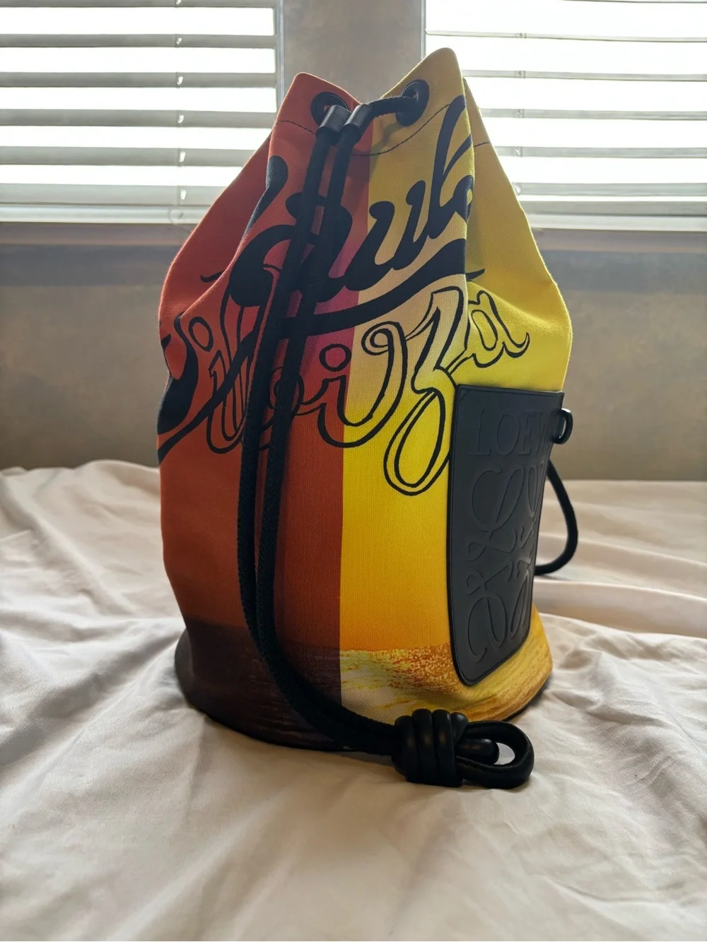 Loewe Paula’s Ibiza Canvas Sailor Drawstring Bucket Bag